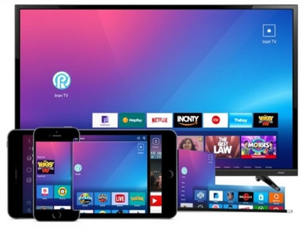 Iron IPTV APK fonctionnant sur différents appareils (smartphone, tablette, TV)